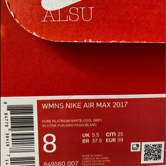 NWT Nike Air Max 2017 Pure Platinum W AUTHENTIC - Picture 8 of 8